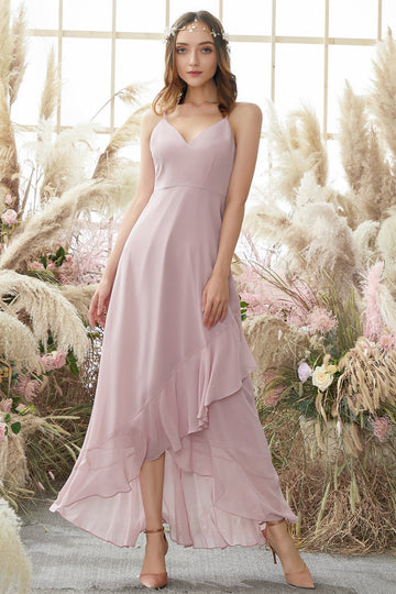 Blush High Low Chiffon Vestido de dama de honor